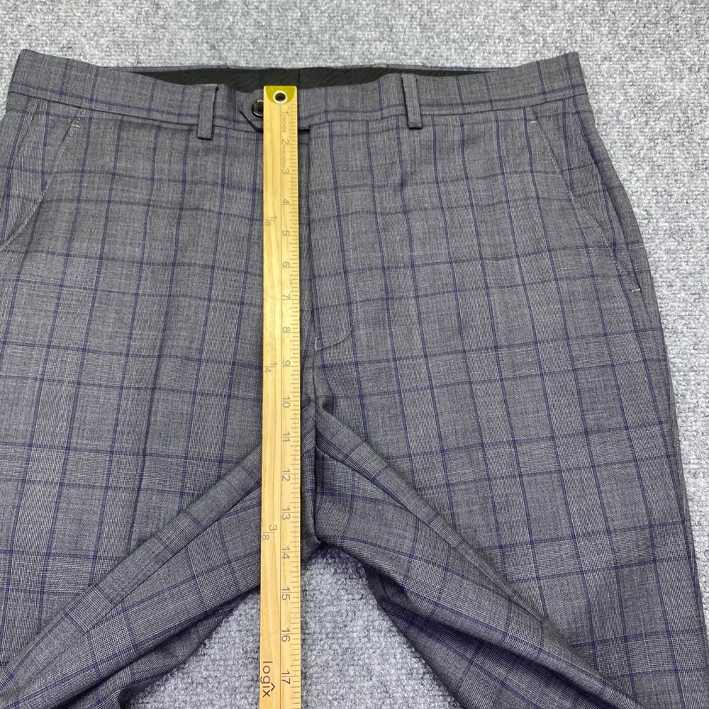 Lauren Ralph Lauren Mens 40R Suit 2 Piece Grey Purple Plaid Double Breasted 34W - Picture 12 of 16